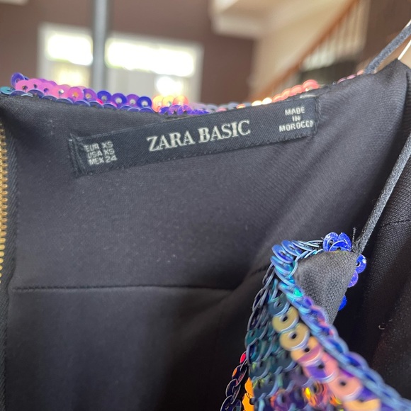 ZARA Sequin Multicolored Mini Dress Size XS - Picture 2 of 2